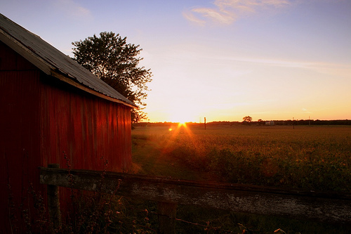 sunset_barn Picture of the Sun Setting Behind a Red Barn